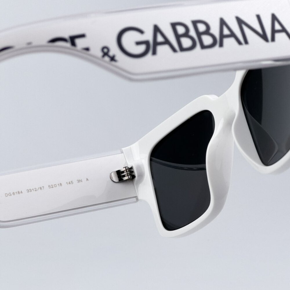 D&G DG6184 331287 BRAND NEW Sunglasses White Dark Grey Square Unisex - Picture 10 of 11